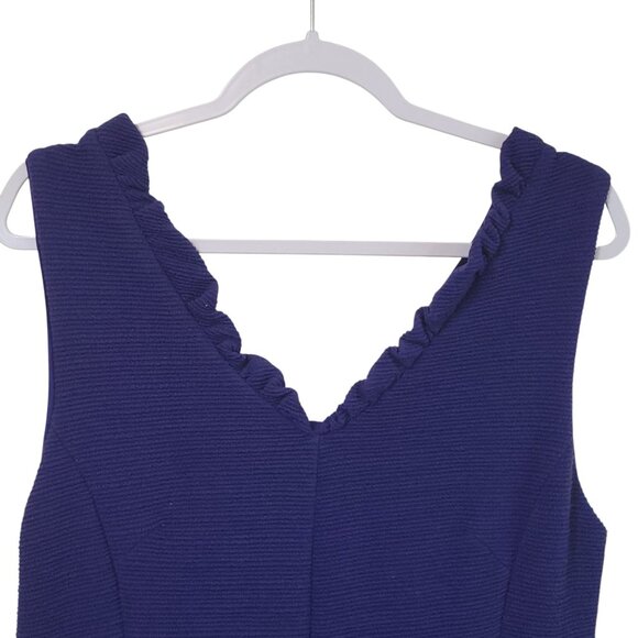 Maeve Ruffled Ottomon Mini Dress XL Ribbed Knit V-Neck Sleeveless Anthropology - Picture 6 of 8